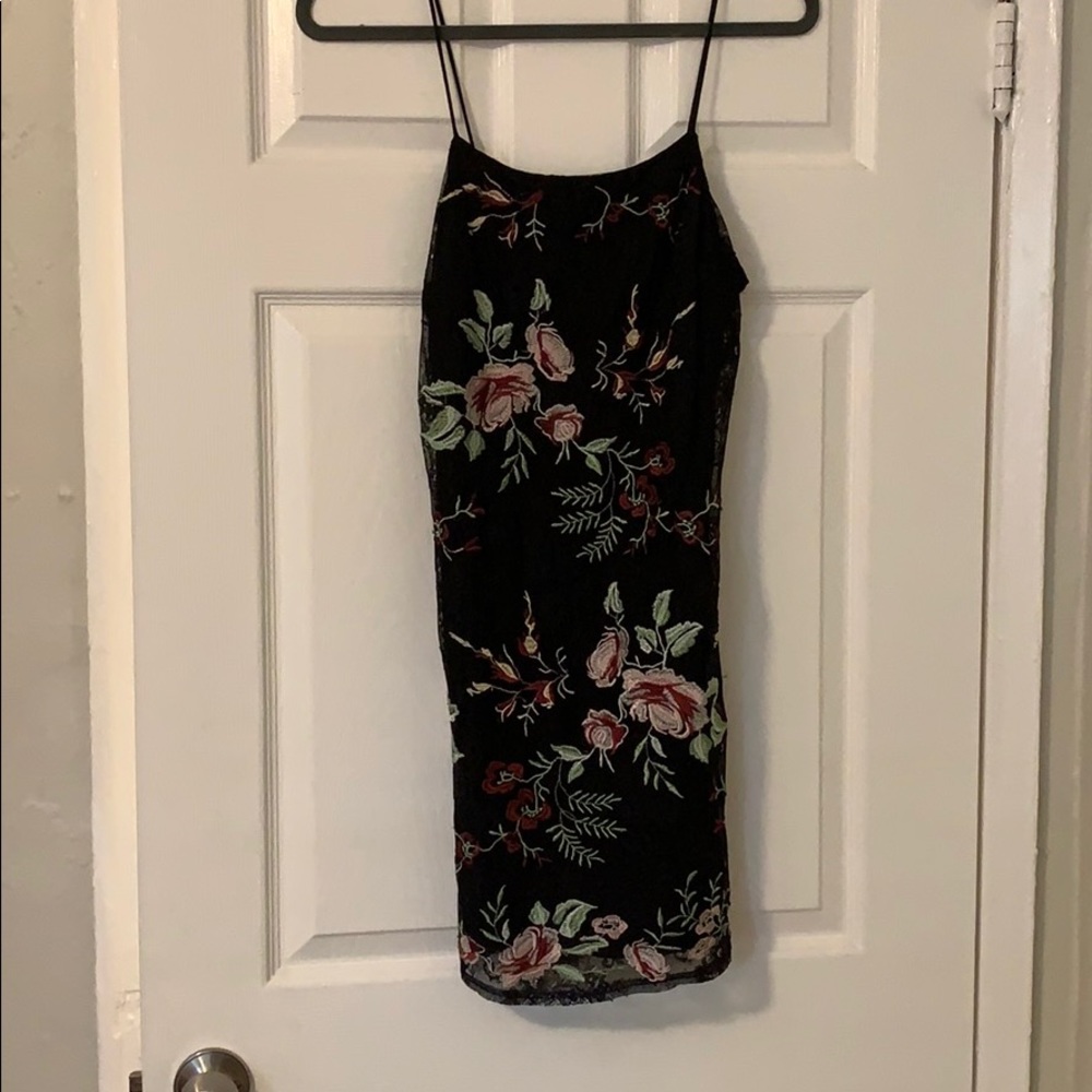 Embroidered mesh dress